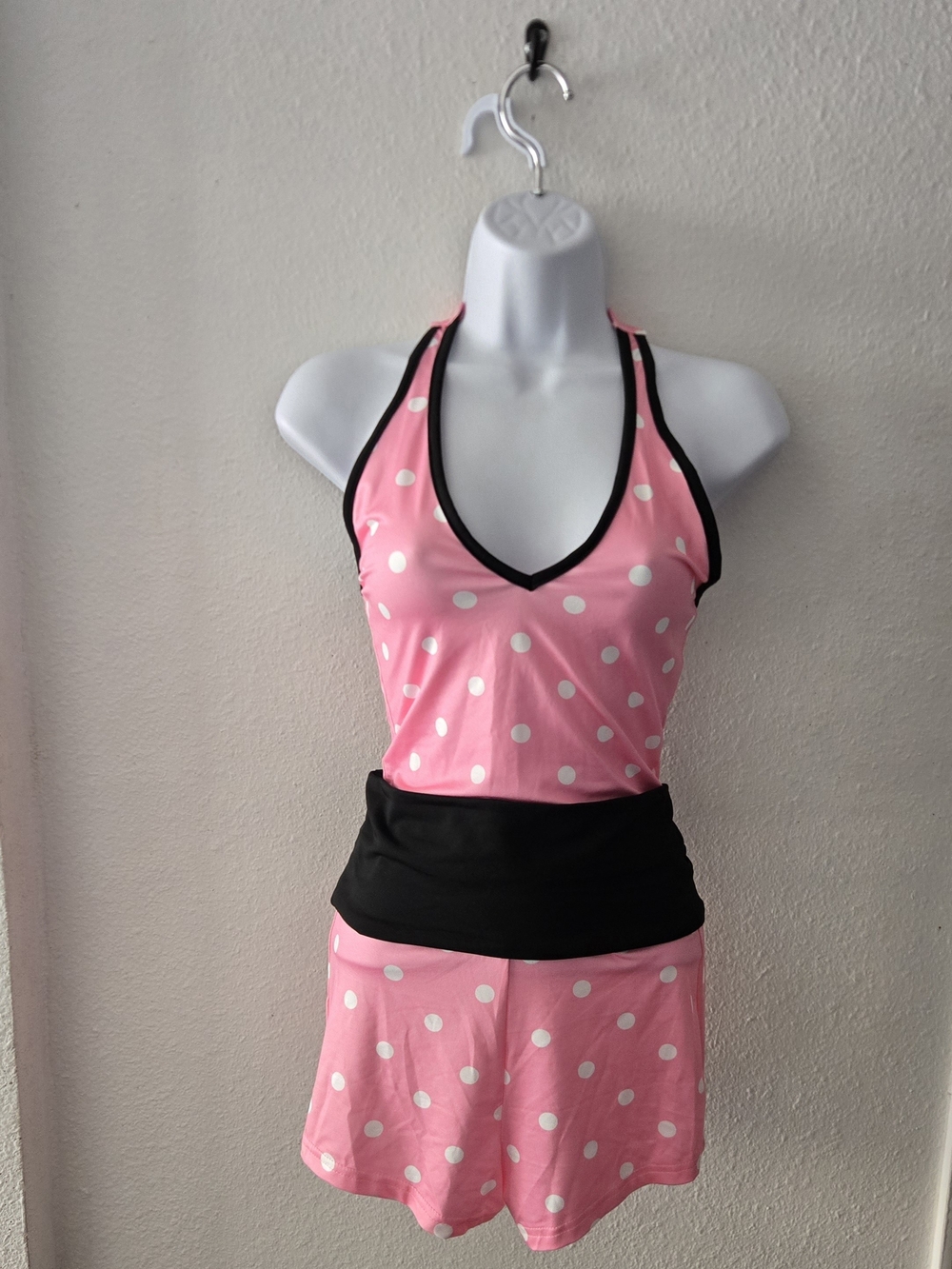 Pink Polka Dot Halter Sleepwear Set